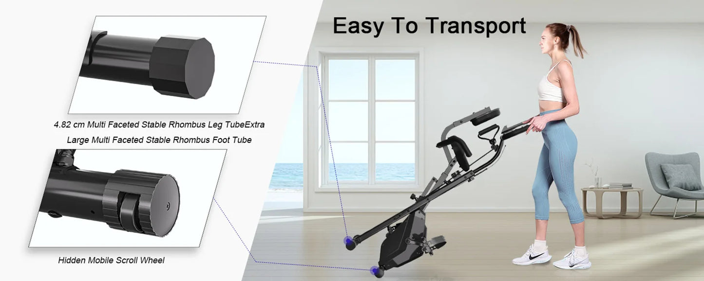 Foldable Exercise Bike 8 Resistance Exercise Bike With Heart Rate Sensors LCD Stationary Fitness Bicycle for Indoor Cycling