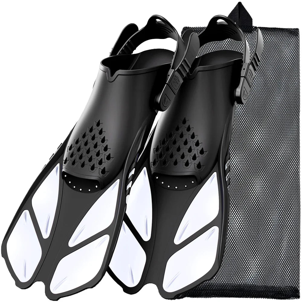 Adjustable Snorkel Fins Short Silicone Scuba Diving Flippers