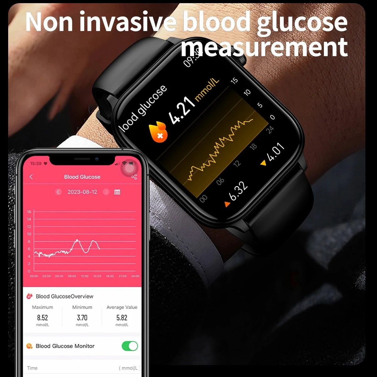 AI Health Tracker Watch with ECG, Blood Glucose, Bluetooth Online