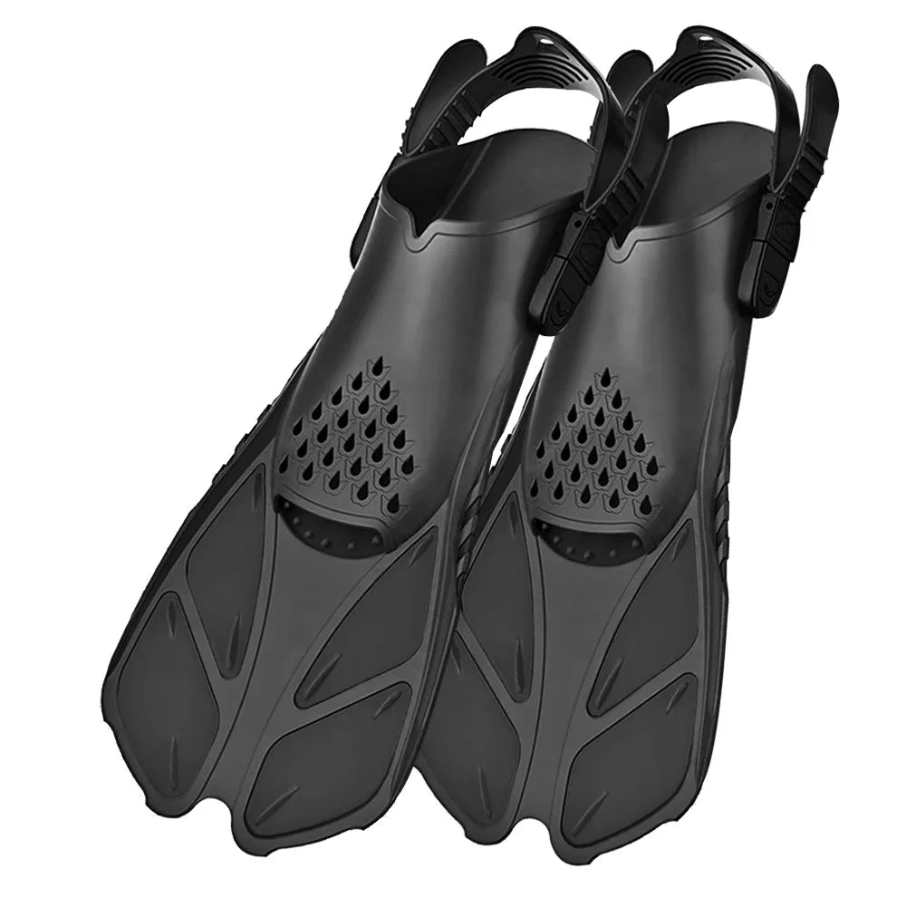 Adjustable Snorkel Fins Short Silicone Scuba Diving Flippers