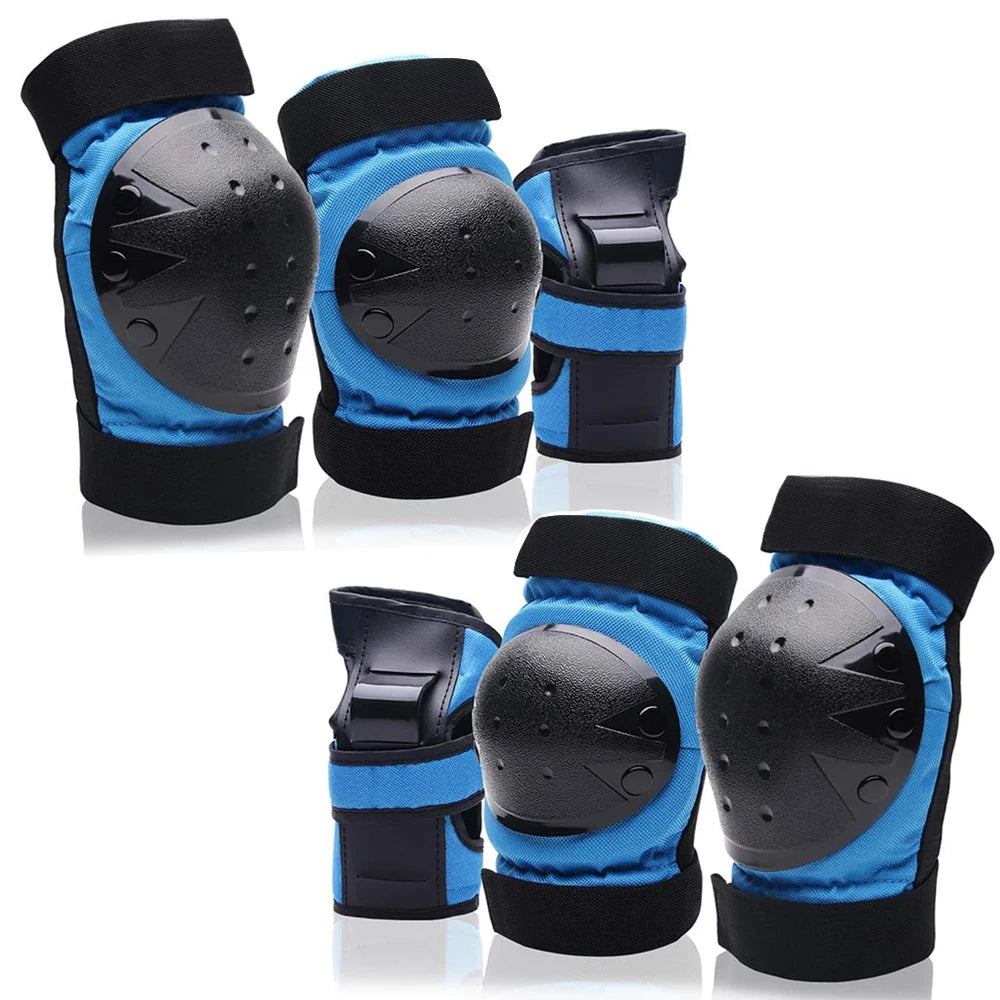 6-Piece Knee, Elbow, Wrist Protective Gear For Skateboarding & Cycling