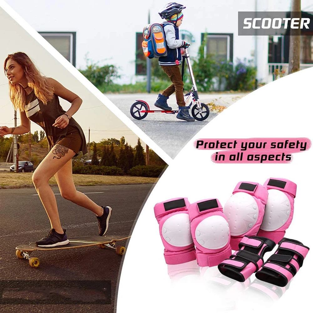 GOMOREON 6Pcs Kids/Adults Knee Pads Elbow Pads Wrist Guards Protective Gear for Skateboarding Roller Skating Cycling BMX Bicycle