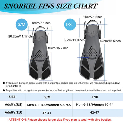 Adjustable Snorkel Fins Short Silicone Scuba Diving Flippers