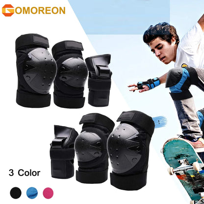 6-Piece Knee, Elbow, Wrist Protective Gear For Skateboarding & Cycling