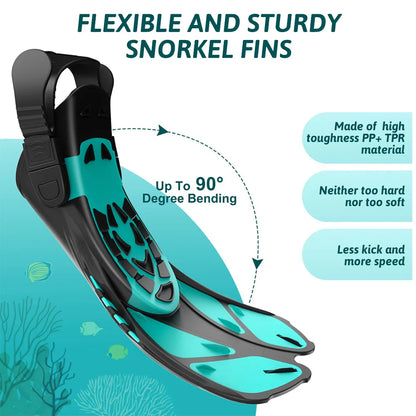 Adjustable Snorkel Fins Short Silicone Scuba Diving Flippers