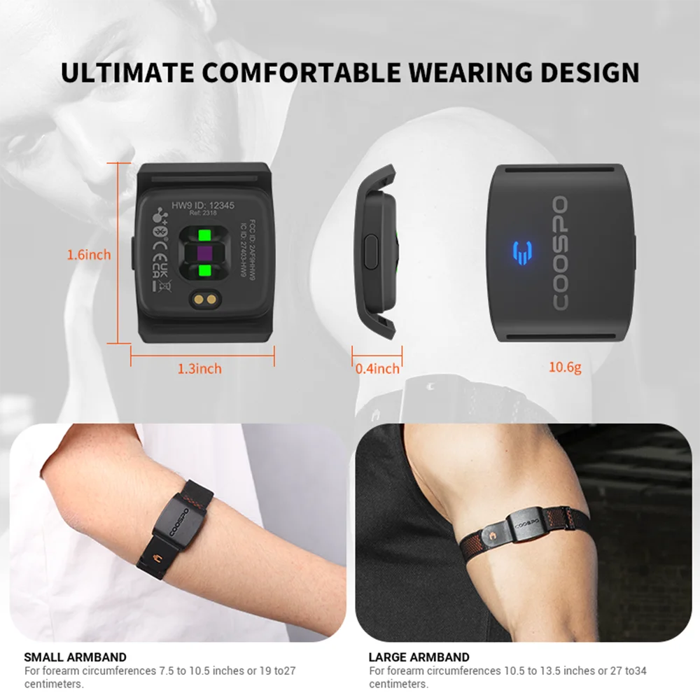 HW9 Armband Heart Rate Monitor with HR Zones/Calories HRM Sensor for Fitness