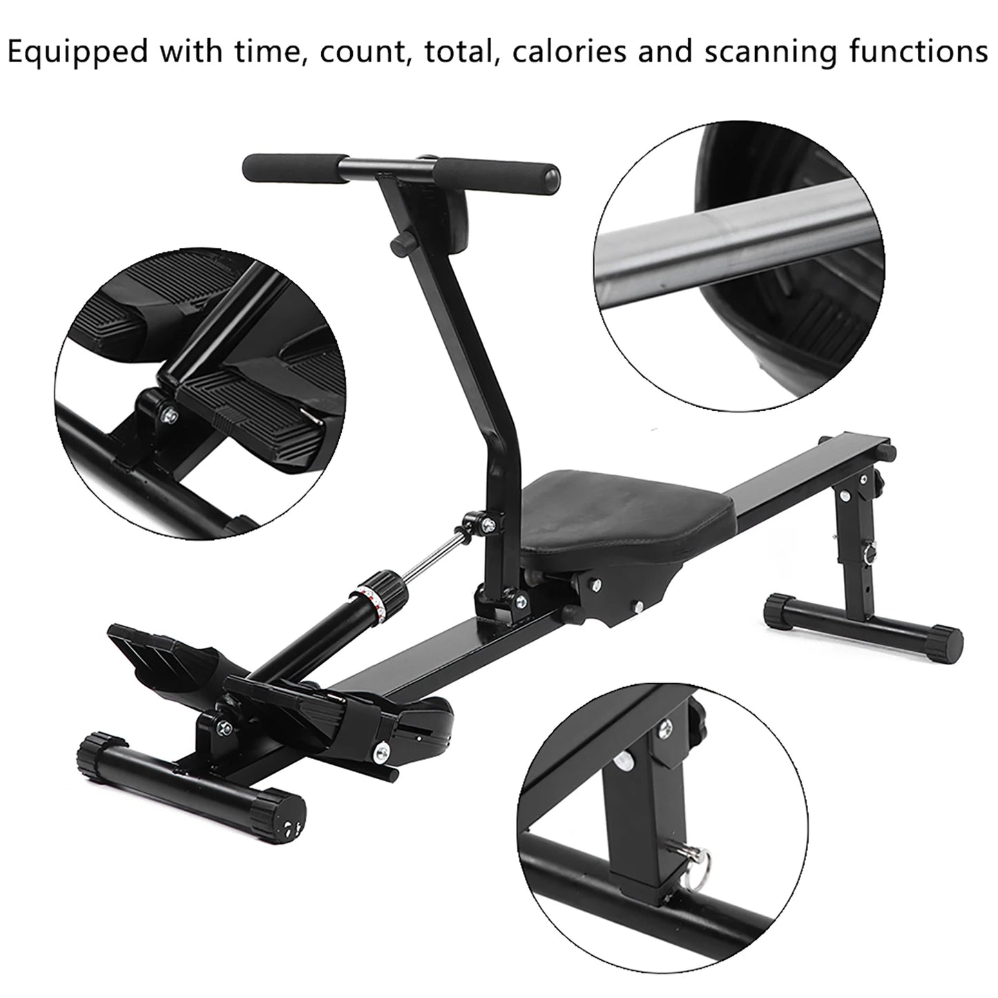 Adjustable & Foldable Rowing Machine - Digital Fitness Rower for Home