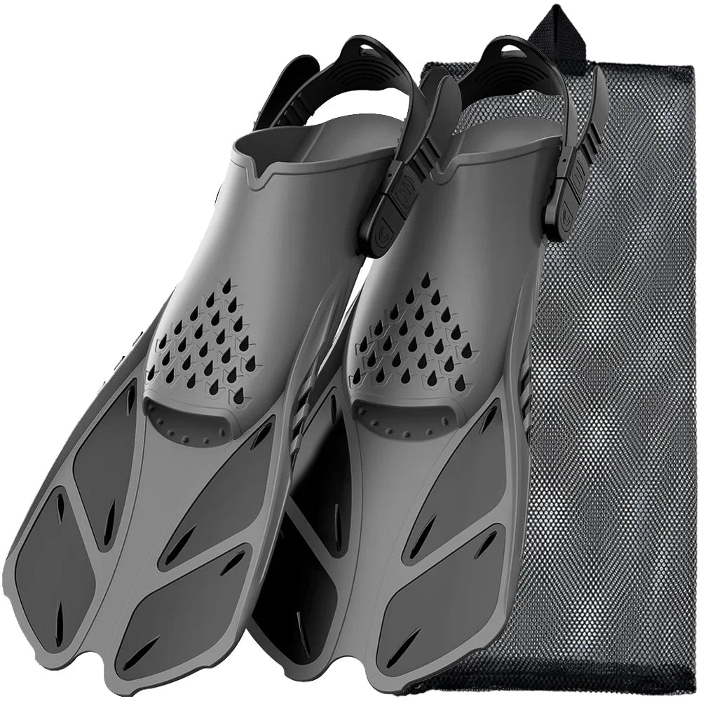 Adjustable Snorkel Fins Short Silicone Scuba Diving Flippers