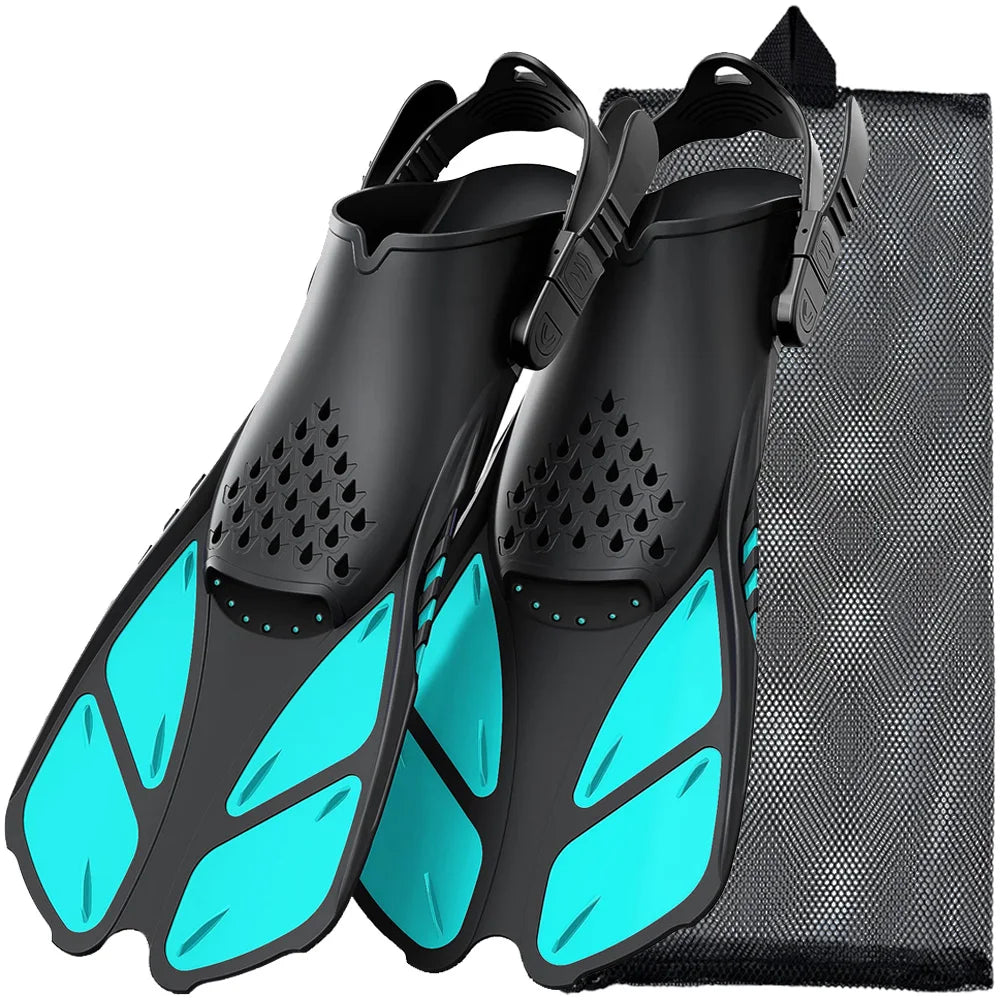 Adjustable Snorkel Fins Short Silicone Scuba Diving Flippers