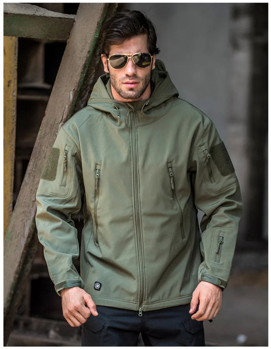 Men Tactical Windproof Military Combat Jacket - Sports Hooded Coat 