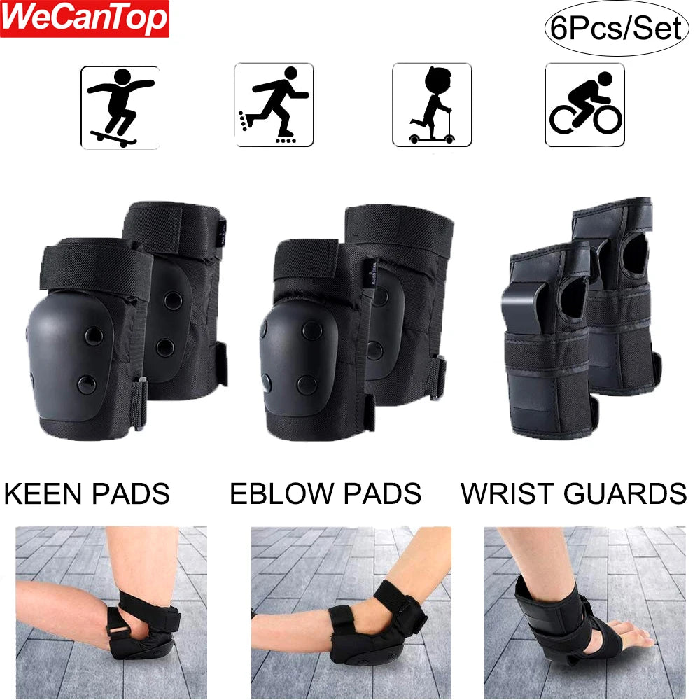 6Pcs/Set Knee Pads, Elbow Pads & Wrist Guard - Fitness Protective Gear