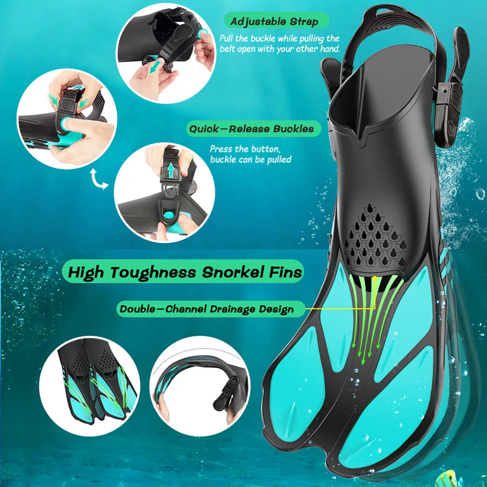 Adjustable Short Silicone Snorkel Fins - Scuba Diving Flippers Online