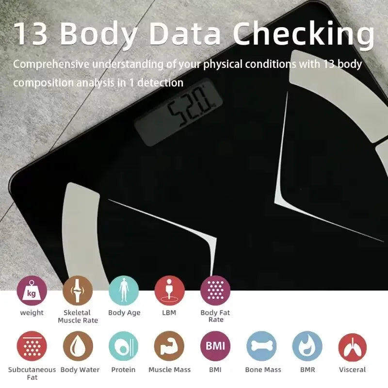 Digital Smart Bluetooth Weighing Scale - Body Fat & Weight Tracker