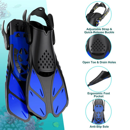 Adjustable Short Silicone Snorkel Fins - Scuba Diving Flippers Online